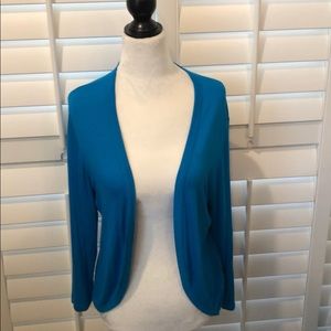 CARDIGAN SZ MED GREEN BLUE COLOR RAYON/ SPANDEX